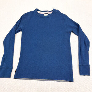 Relwen Shirt Mens Medium Blue Waffle Knit Thermal Crew Neck Pullover Classic
